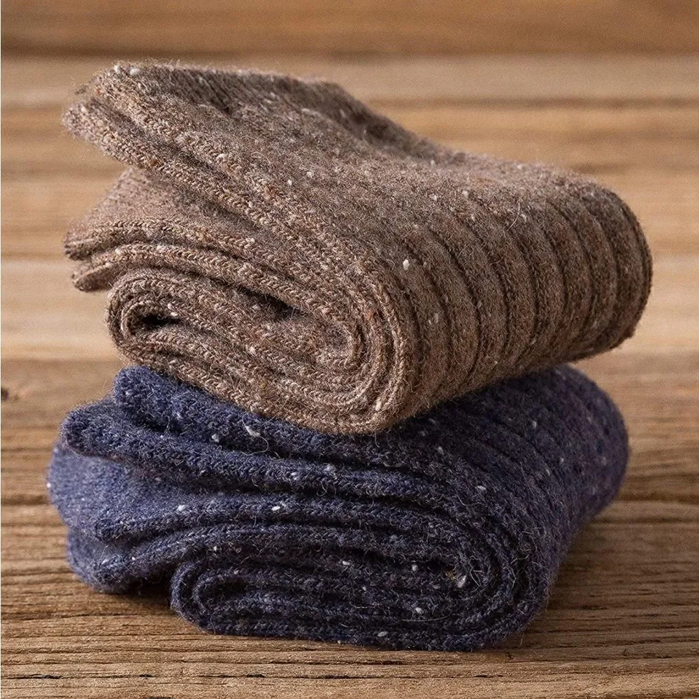 Speckled Ribbed Merino Wool Blend Socks